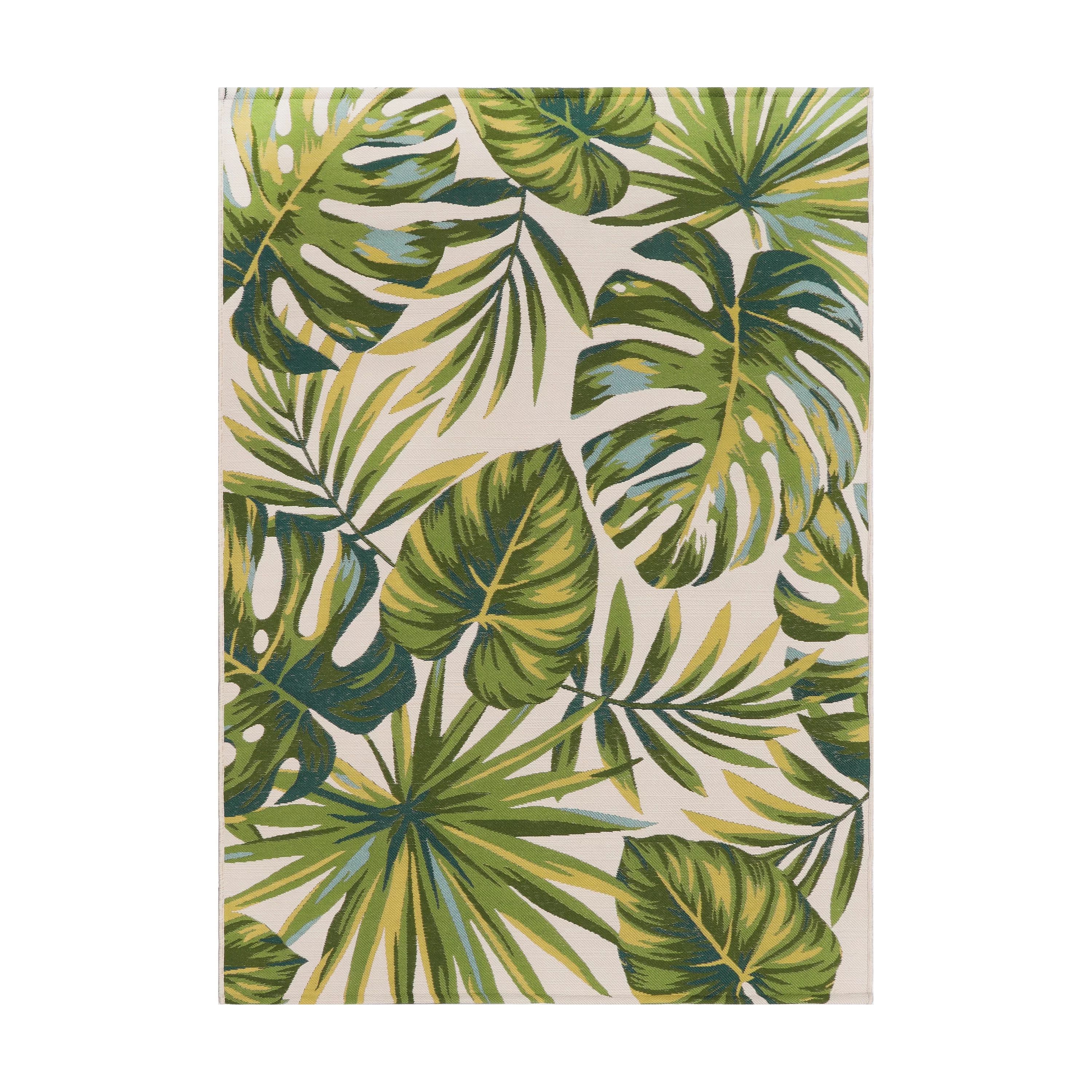 Better Homes & Gardens Green Palm Leaf Woven Outdoor Rug , 5' x 7' - Walmart.com | Walmart (US)