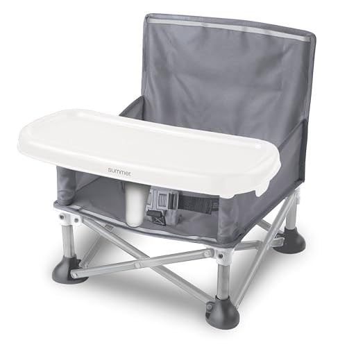 Summer by Bright Starts Pop 'N Sit Portable Booster Chair, Floor Seat, Indoor/Outdoor Use, Compact Fold, Grey, 6 Mos - 3 Yrs | Amazon (US)