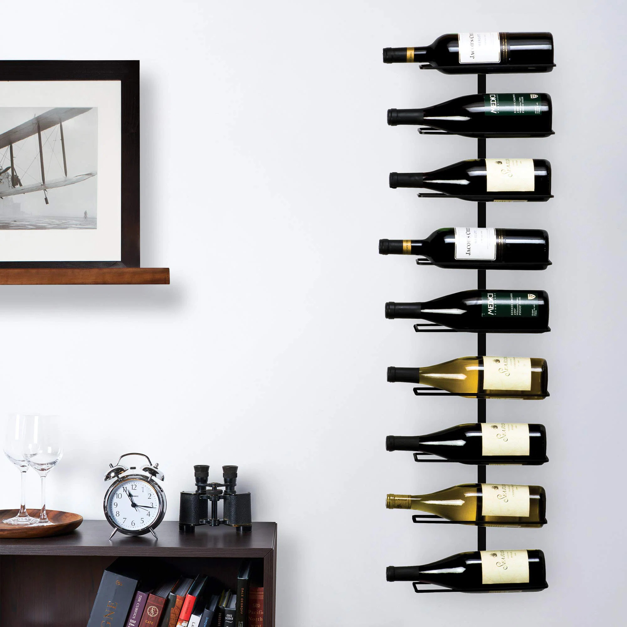 True Align Wall-Mounted Wine Rack, Black Wrought Iron, Minimalist Modern Wine Display, Alcohol St... | Wayfair North America