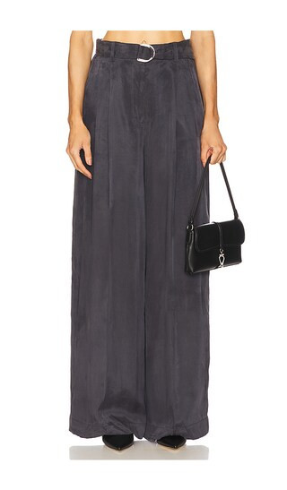 Helmut Lang Wide Double Pleat Trouser in Charcoal. - size 2 | Revolve Clothing (Global)