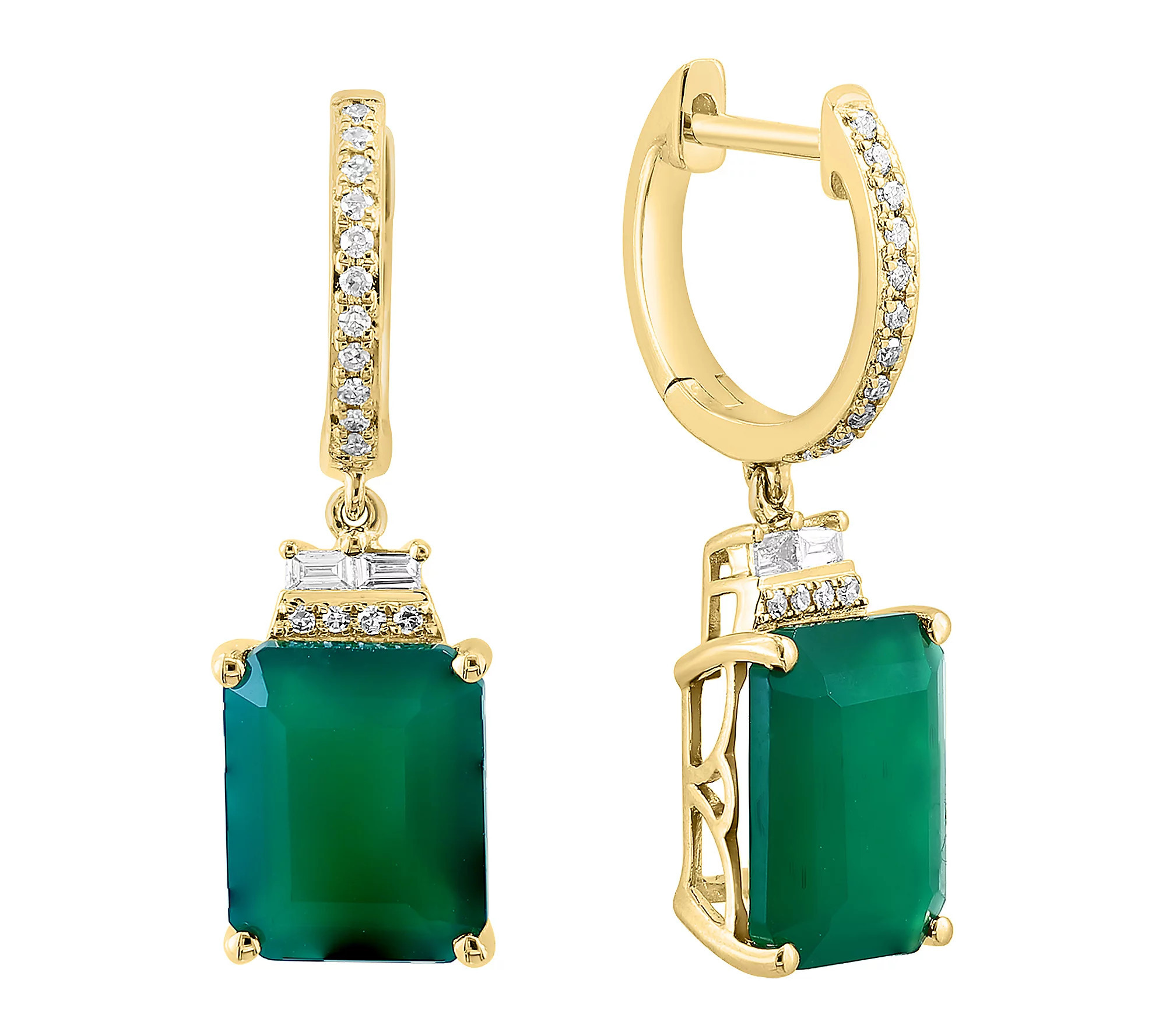 Effy Diamond & Green Onyx Drop Earrings, 14K Go ld | QVC