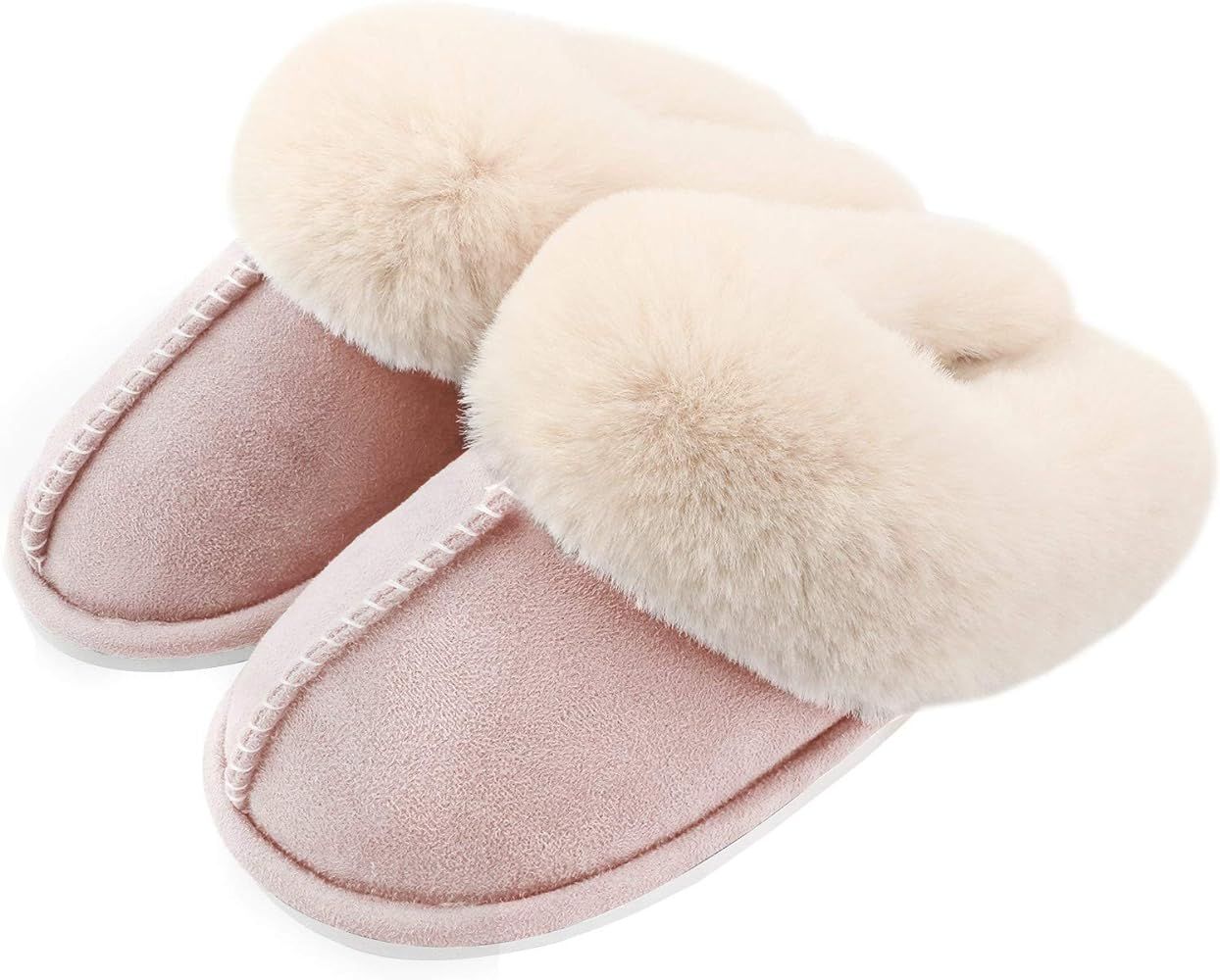 Auranso Ladies Slippers Fluffy Lined Warm Slippers Women Non Slip Cosy House Shoes for Indoor and... | Amazon (UK)