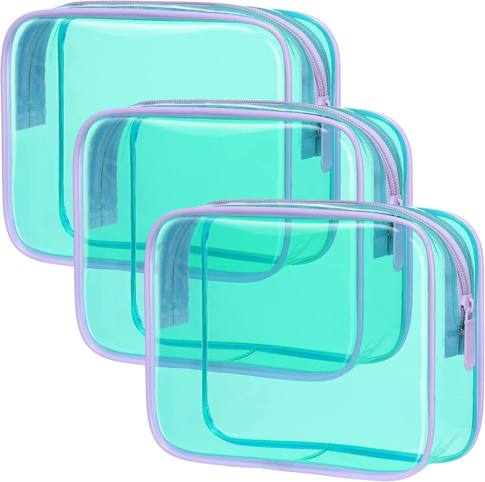 PACKISM Clear Makeup Bag, 3 Pack Tsa Approved Toiletry Bag with Zipper, Water-resistant Clear Cos... | Amazon (US)