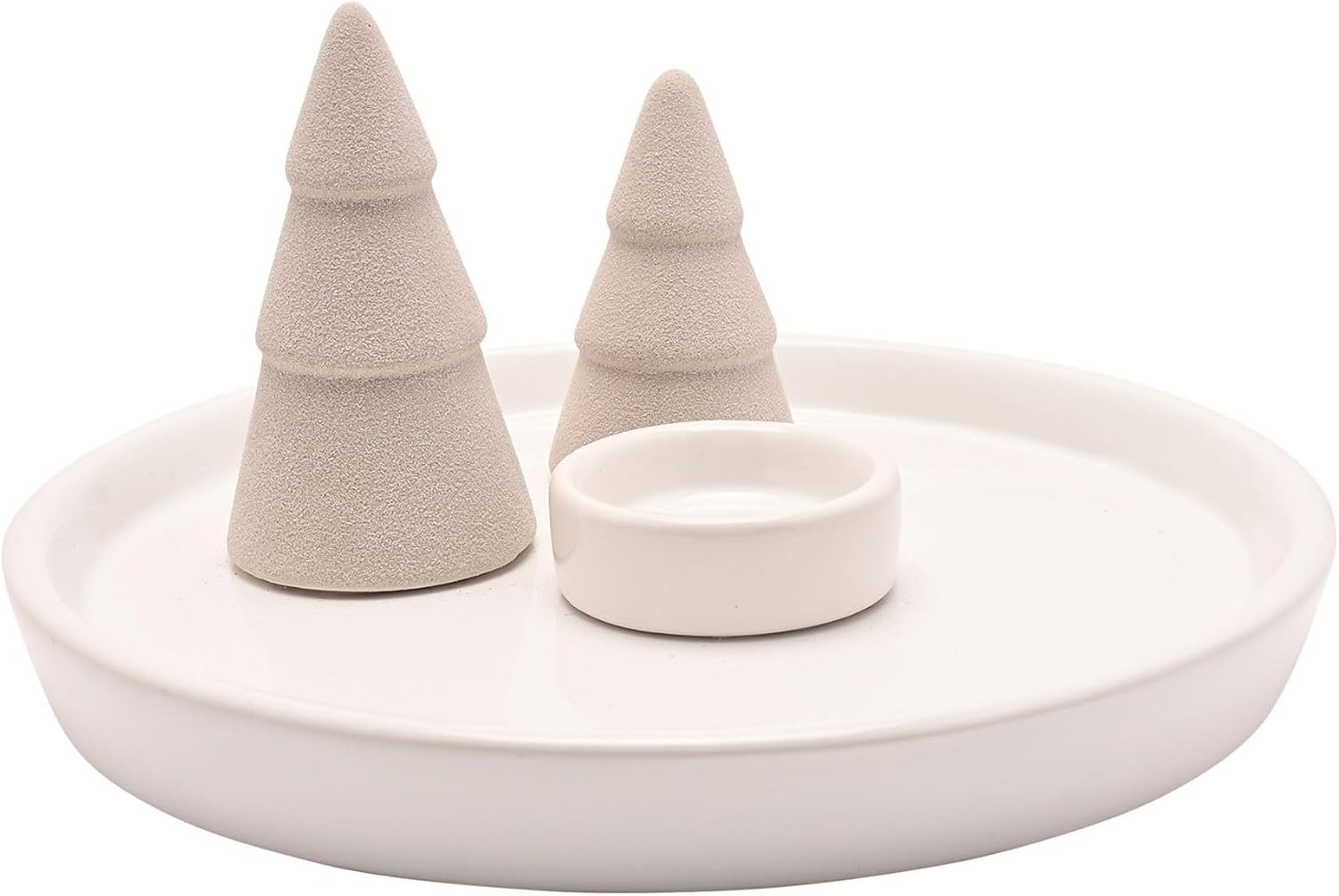 pf+a Modern Ceramic Holiday Decor Set with 2 Christmas Trees, White Candle Tray, 21cm, Nordic Win... | Amazon (UK)