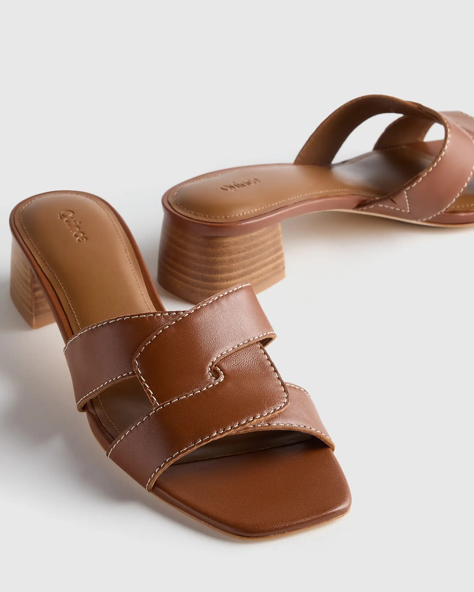 Italian Leather 35mm Wood Block Heel Mule | Quince