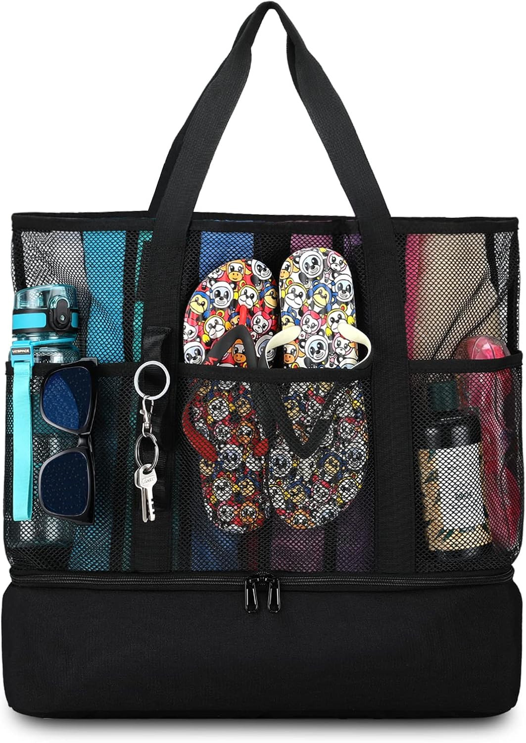 UYLIA Beach Bag with Cooler,Mesh Beach Bags for Women Sandproof for Pool and Swimming Travel Dail... | Amazon (US)