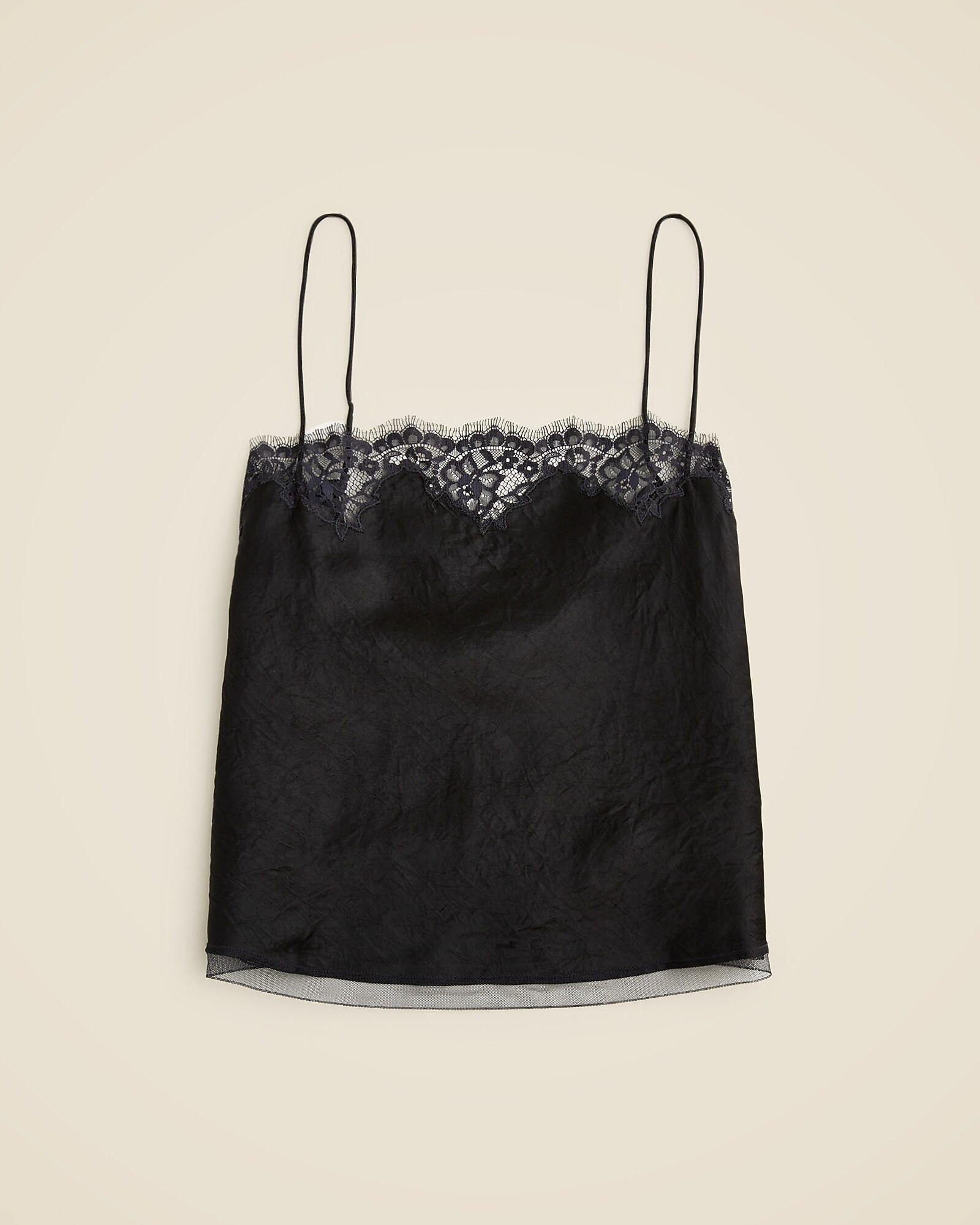 Lace-trim camisole top in textured satin | J. Crew US