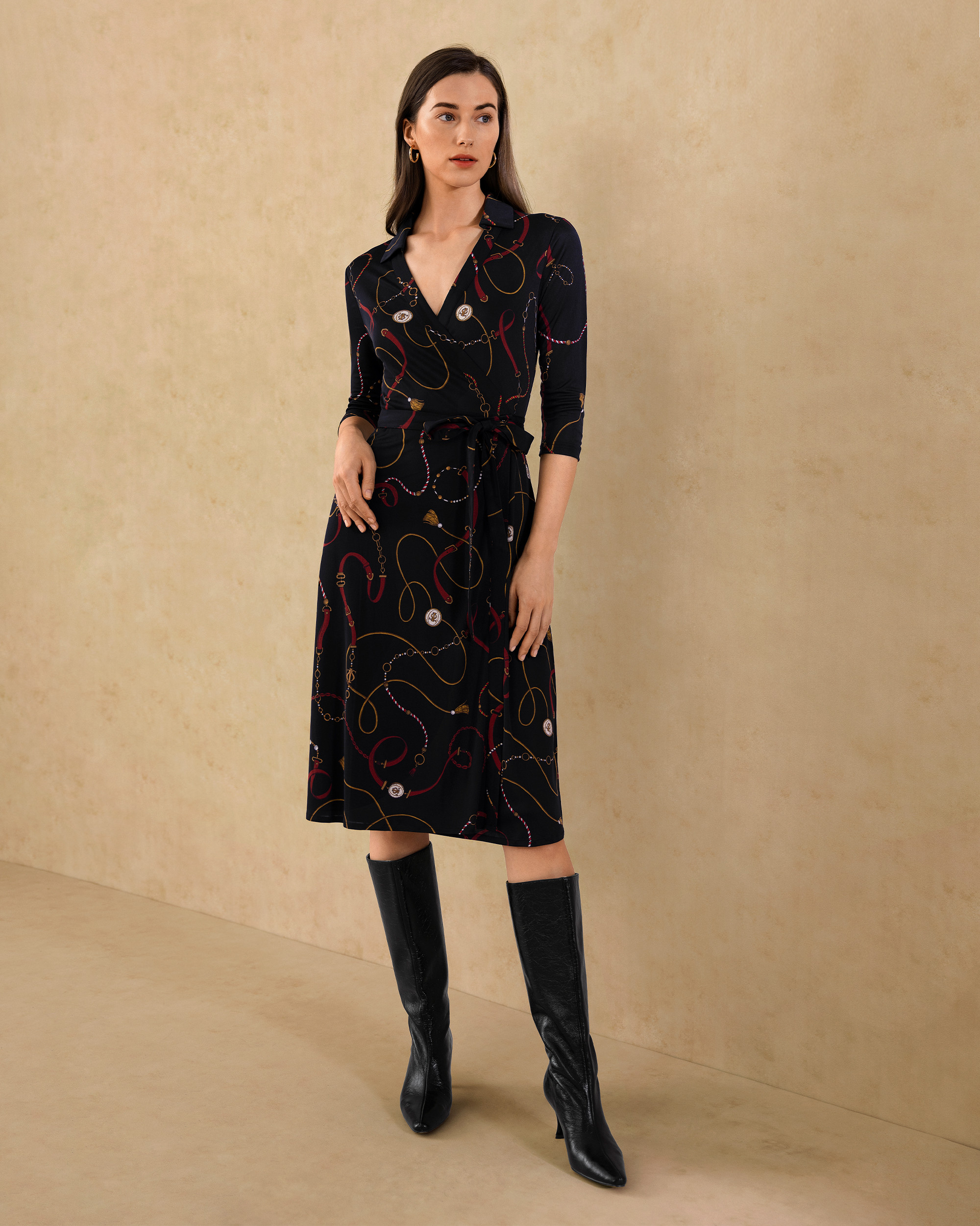 Louisville Print Wrap Dress | LilySilk