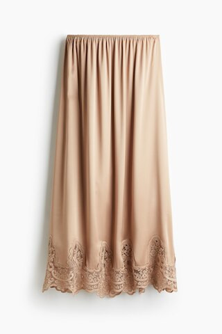 Lace-Trimmed Satin Skirt | H&M (US + CA)
