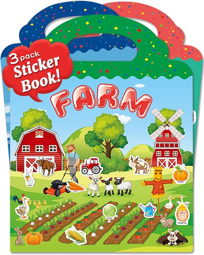 Amazon.com: Benresive Reusable Sticker Book for Kids 2-4,3 Sets Fun Travel Stickers for Kid, Todd... | Amazon (US)