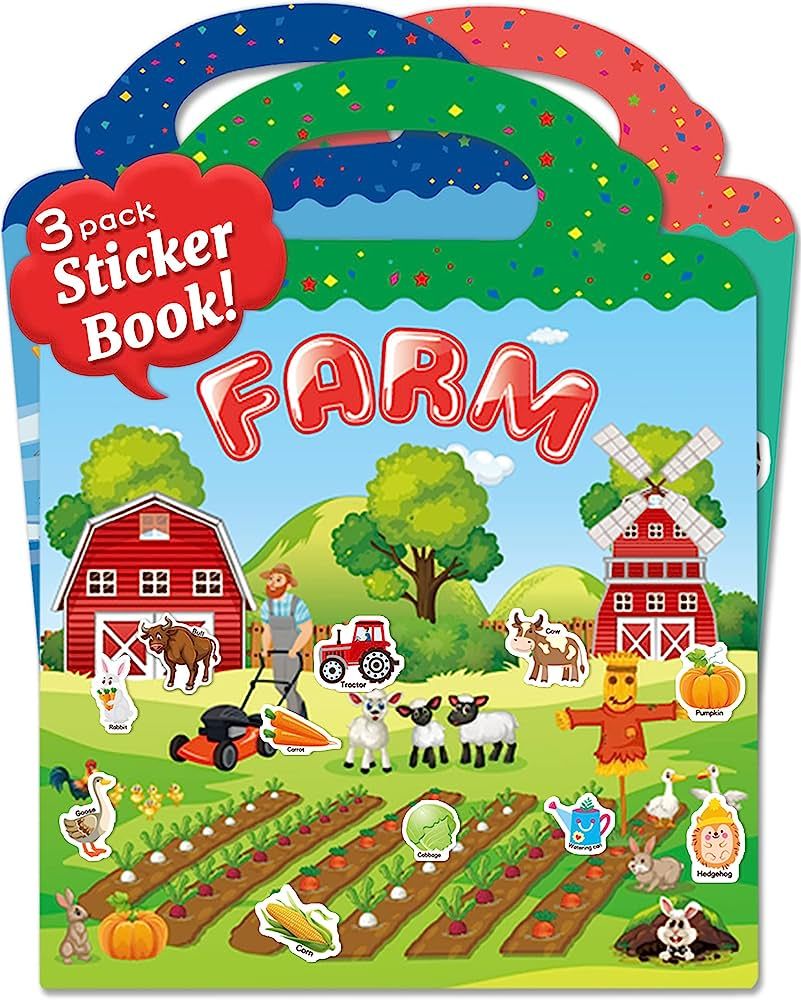 Amazon.com: Benresive Reusable Sticker Book for Kids 2-4,3 Sets Fun Travel Stickers for Kid, Todd... | Amazon (US)