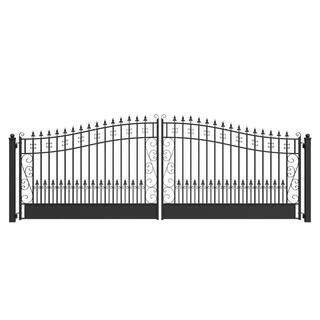 Venice Style 18 ft. x 6 ft. Black Steel Dual Driveway Fence Gate | The Home Depot