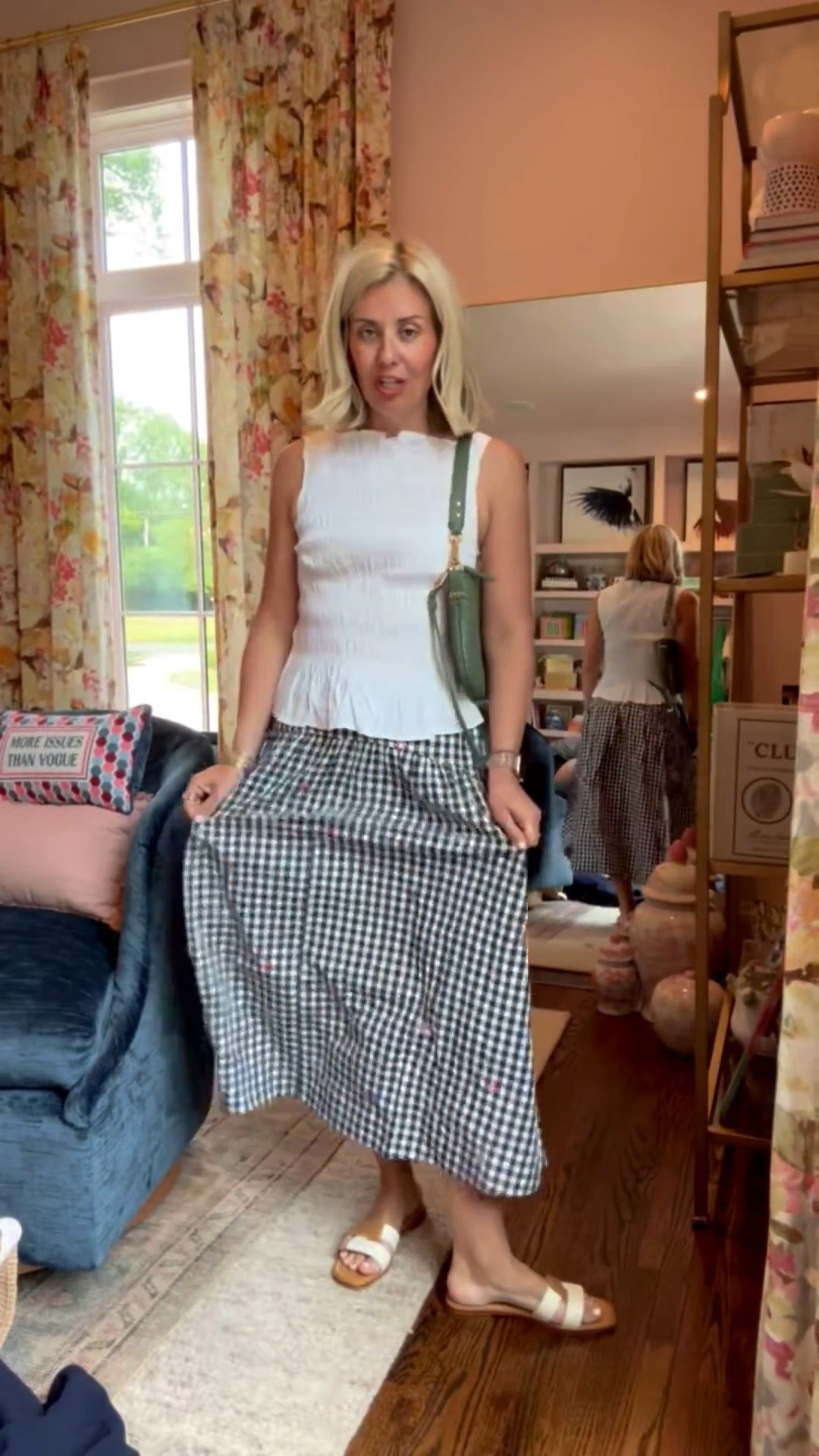The embroidery on this skirt is adorable! Designer vibes on a budget! I’m wearing xs top, 2 skirt and 8 sandal tts. 

#LTKstorytime #LTKOver40 #LTKSeasonal