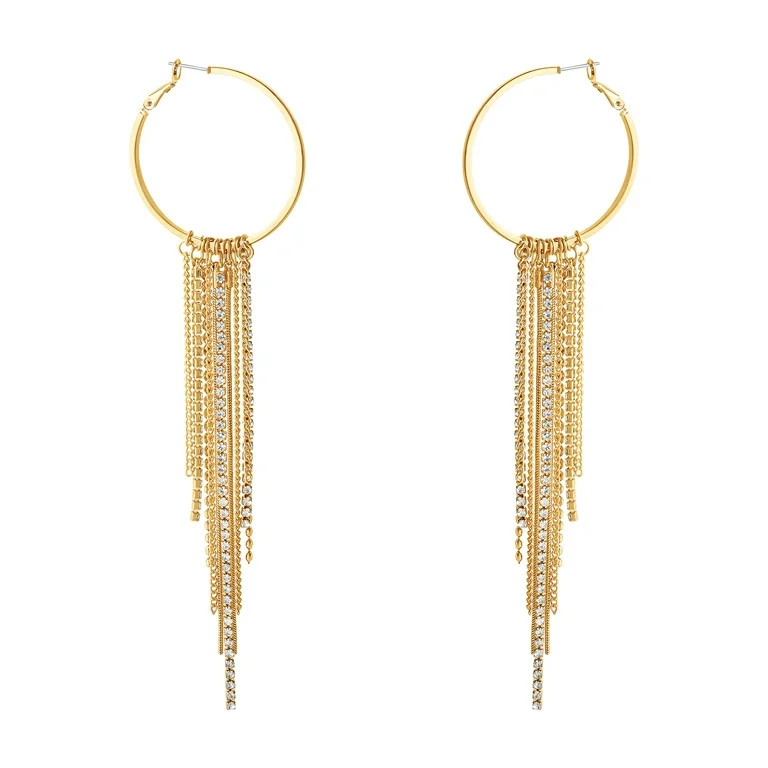 Jessica Simpson Women's Fringe Drop Hoop Earrings | Walmart (US)