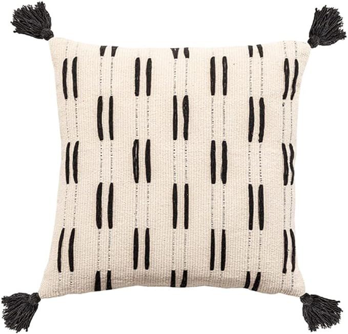 XSlive Boho Throw Pillow Cover with Tassels, Farmhouse Square Cushion Cover Neutral Woven Accent ... | Amazon (US)