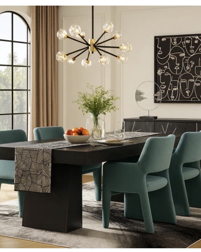 Dining rooms should feel intentional.

In tall dining rooms, three elements must align:

The scale of the chandelier.
The presence of the art.
The weight of the table.

When proportion is correct, the room feels complete.

Explore the elevated dining edit below.

#DiningRoomDesign
#StatementLighting
#LuxuryDining
#HighCeilingDesign
#InteriorDesign
#RefinedLiving