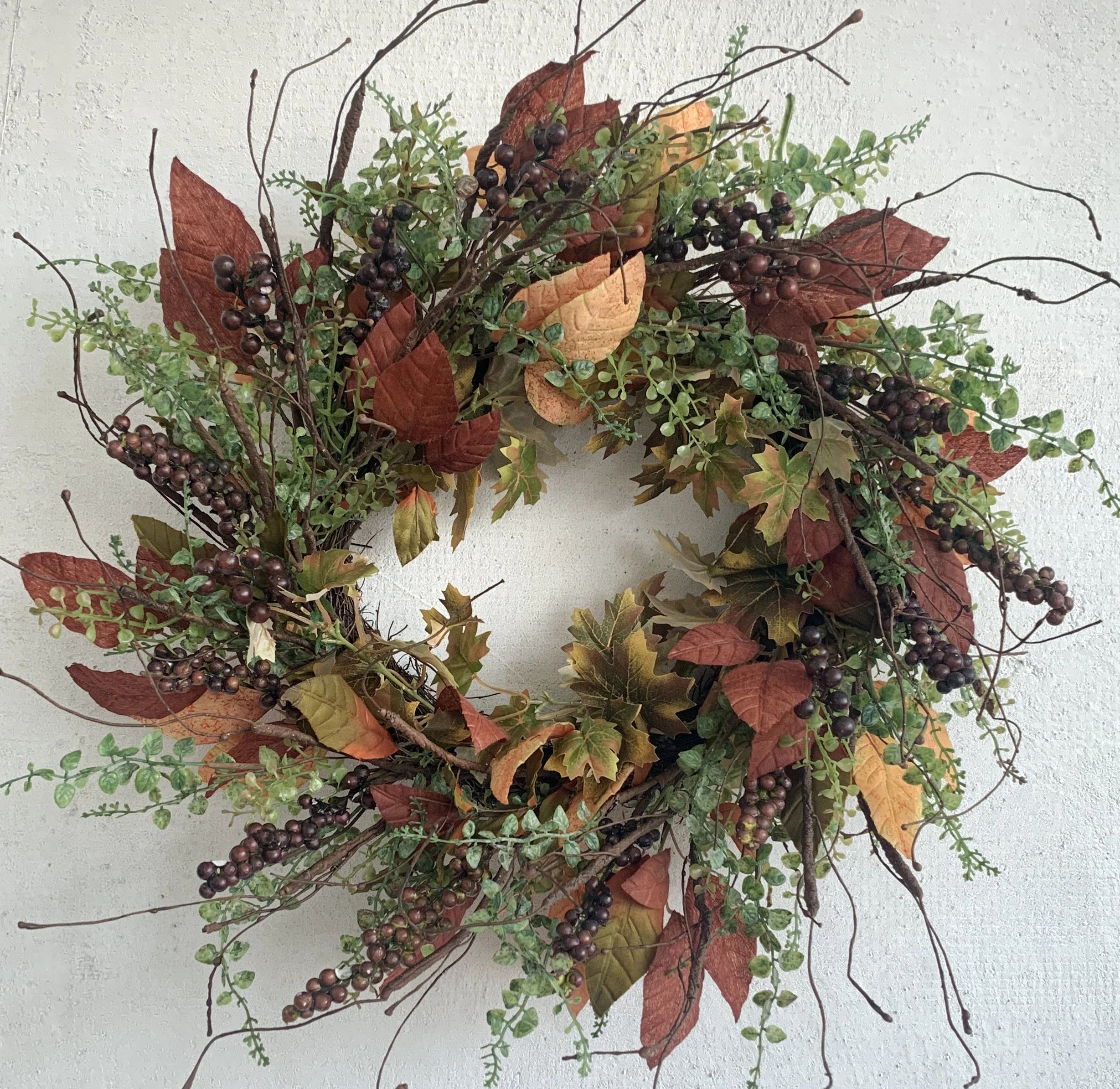 The Holiday Aisle® 24" Large Autumn Decor Fall Thanksgiving Day Front Door Berry Wreath & Review... | Wayfair North America