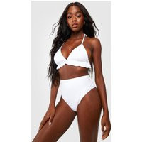 Womens Maldives Ruffle High Waisted Bikini Set - White - 12 | boohoo (US & Canada)