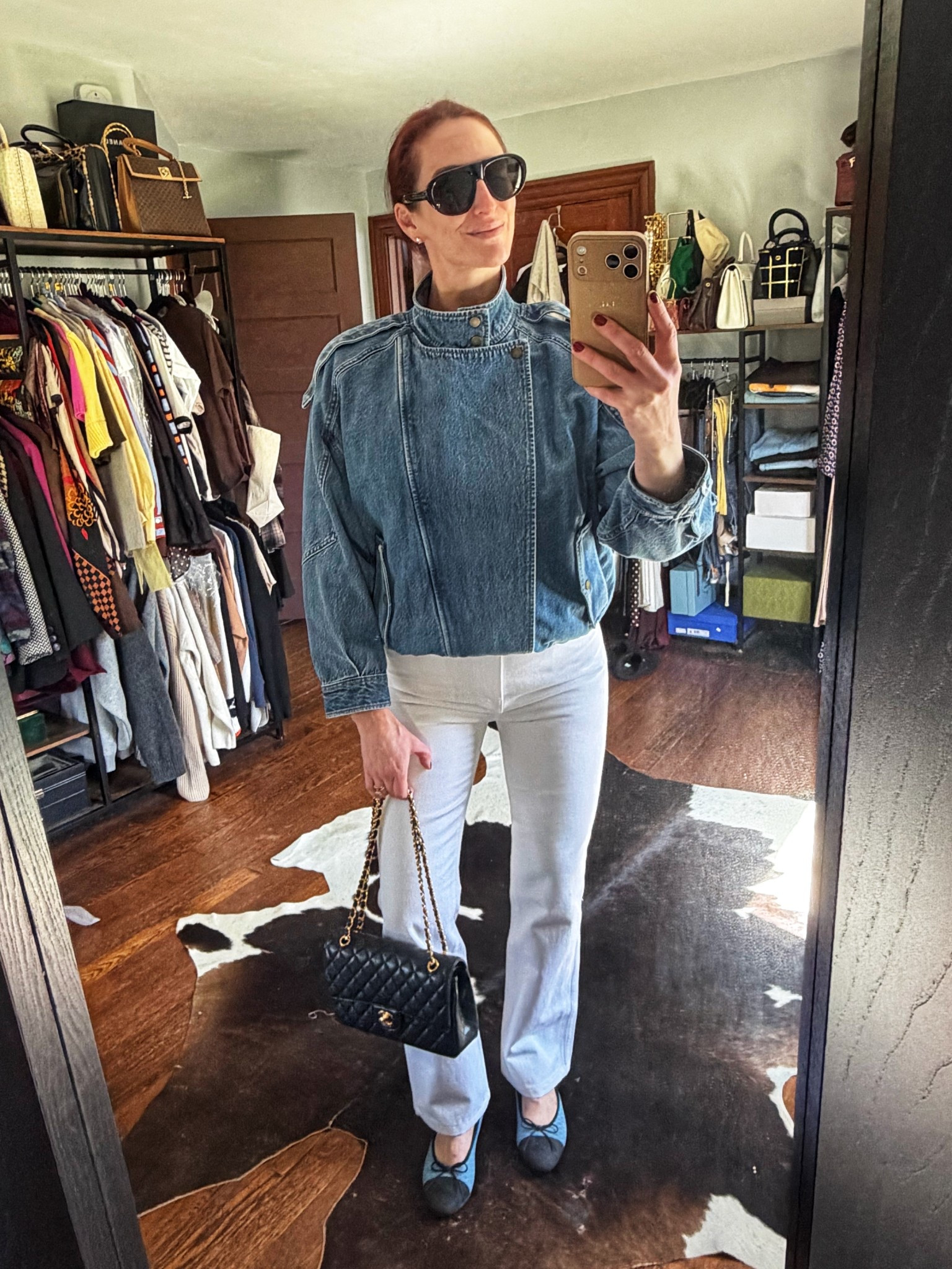 An effortless spring uniform built on timeless contrast 🤍🖤

This look is all about clean lines with a subtle edge—crisp white straight-leg denim paired with a classic black tee creates that polished foundation, while the denim moto jacket adds just the right amount of structure and interest. Finished with two-tone ballet flats for a refined touch and elevated with classic accessories for that quiet luxury feel.

This is one of those outfits that works every time—easy, elevated, and endlessly versatile.

Styling tip:
Keep the base simple and let your outerwear + accessories do the talking. The denim jacket softens the contrast while still feeling intentional and styled.

Perfect for:
Spring errands, casual meetings, travel days, or weekend outings

#LTKStyle #LTKSpring #SpringOutfits #CasualChicStyle #CapsuleWardrobe #WardrobeStaples #EverydayStyle #MinimalStyle #DenimJacketOutfit #WhiteDenim #EffortlessStyle #ClassicOutfits

#LTKgrwm #LTKootd