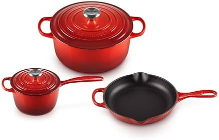 Le Creuset Enameled Cast Iron Signature Cookware Set, 5 pc, Cerise | Amazon (US)