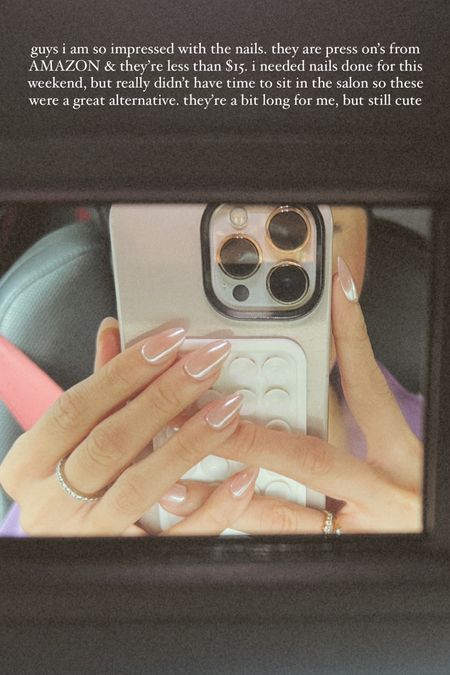 Chrome press on nails - less than $15! Linking the nail glue I used too! 

#LTKfindsunder50 #LTKbeauty #LTKSeasonal