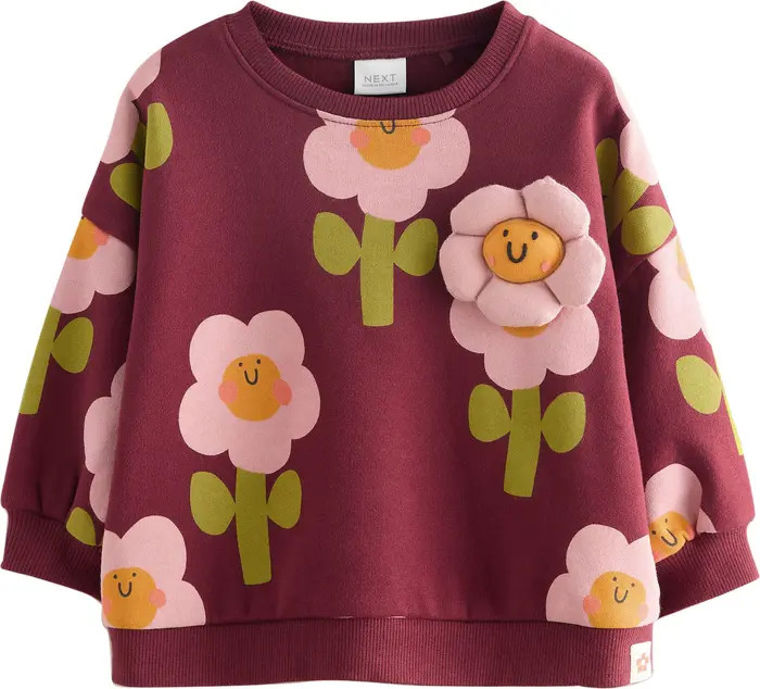 NEXT 3D Flower Embellished Graphic Sweatshirt | Nordstrom | Nordstrom