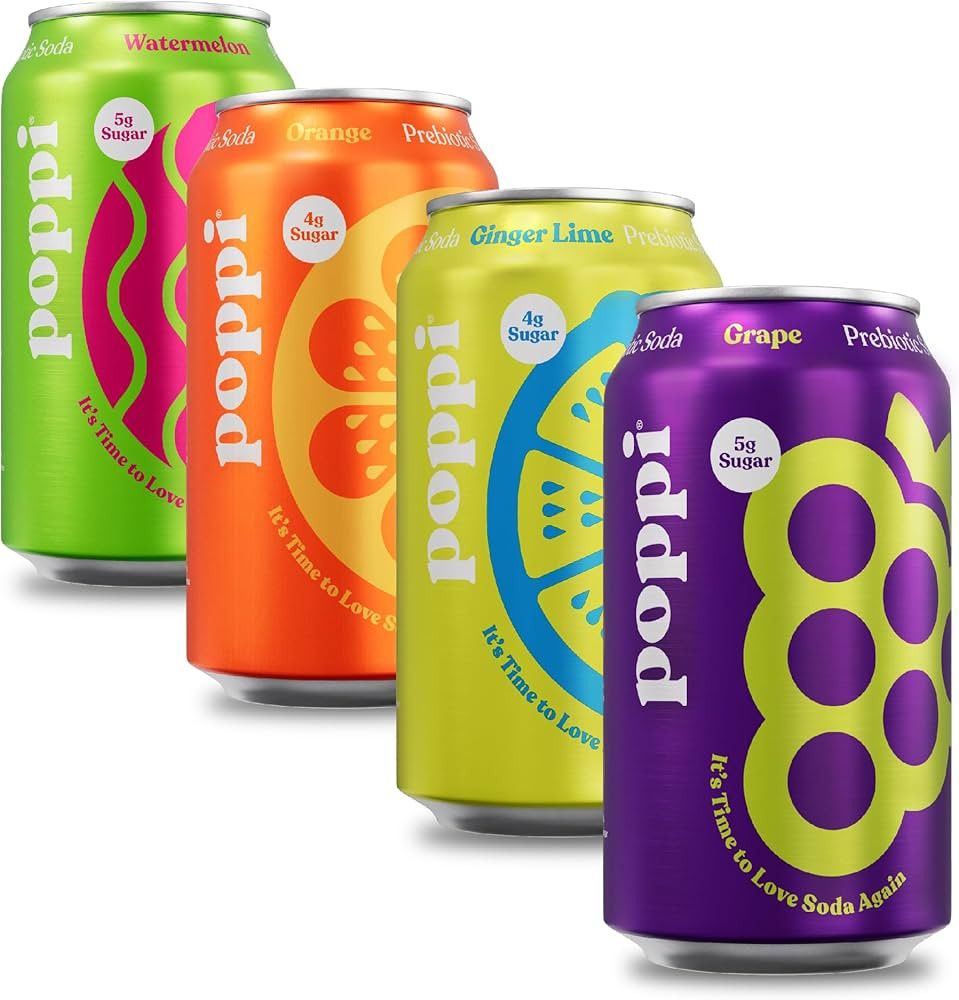 POPPI Sparkling Prebiotic Soda, Beverages w/Apple Cider Vinegar, Seltzer Water & Juice, Beach Par... | Amazon (US)