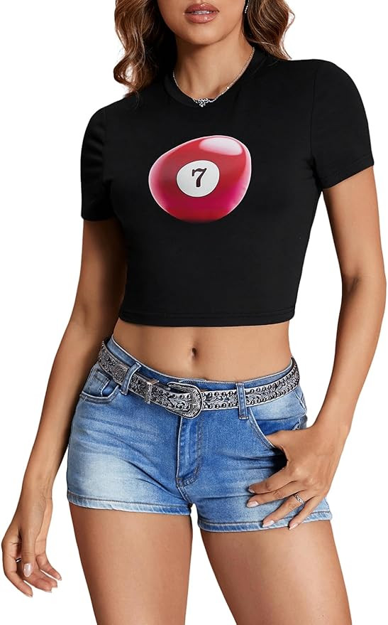 SOLY HUX Graphic Baby Tees for Women Y2K Crop Tops Vintage 90s T-Shirt Tight Fitted Summer Shirts | Amazon (US)