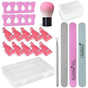 Nail Polish Remover Clips Set with Nail File, Cotton Pads, Finger Separators, Triangle Cuticle Pe... | Amazon (US)
