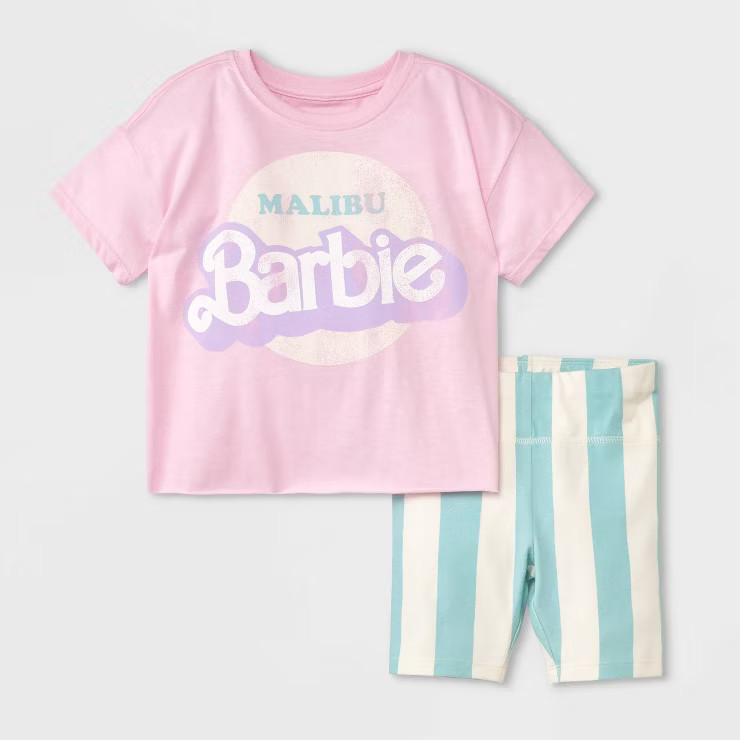 Toddler Girls' Barbie Malibu Top and Bottom Set - Pink | Target