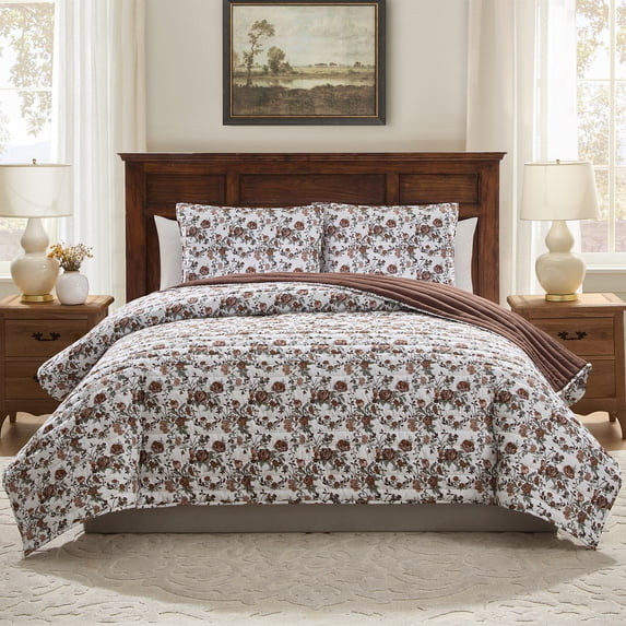 My Texas House Multicolor Floral 3-Piece Cotton Quilt Set, Full/Queen | Walmart (US)