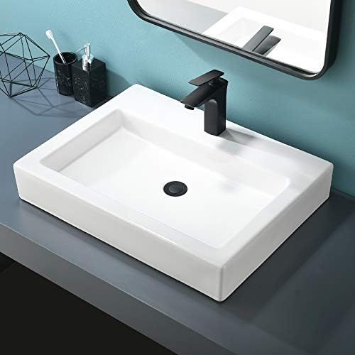 VALISY 24 x18 Inch Modern Above Counter Porcelain Ceramic White Rectangle Bathroom Vessel Sink, V... | Amazon (US)