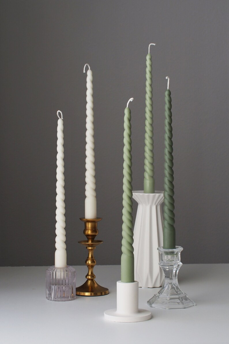Ellie Twisted Candle Spiral Candle Taper Candle Soy - Etsy | Etsy (US)