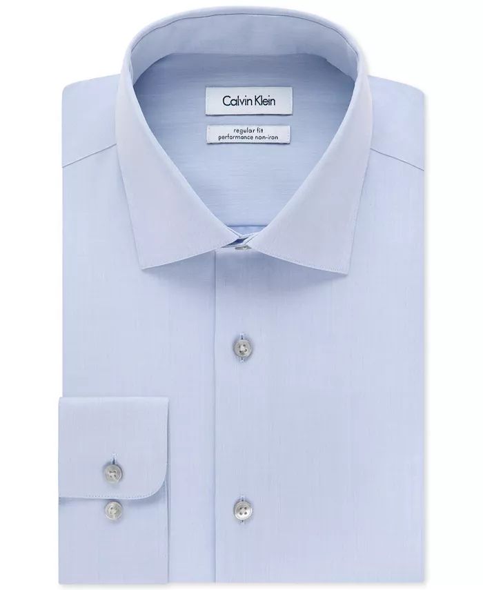 Calvin Klein Men's STEEL Classic-Fit Non-Iron Performance Herringbone Spread Collar Dress Shirt -... | Macys (US)