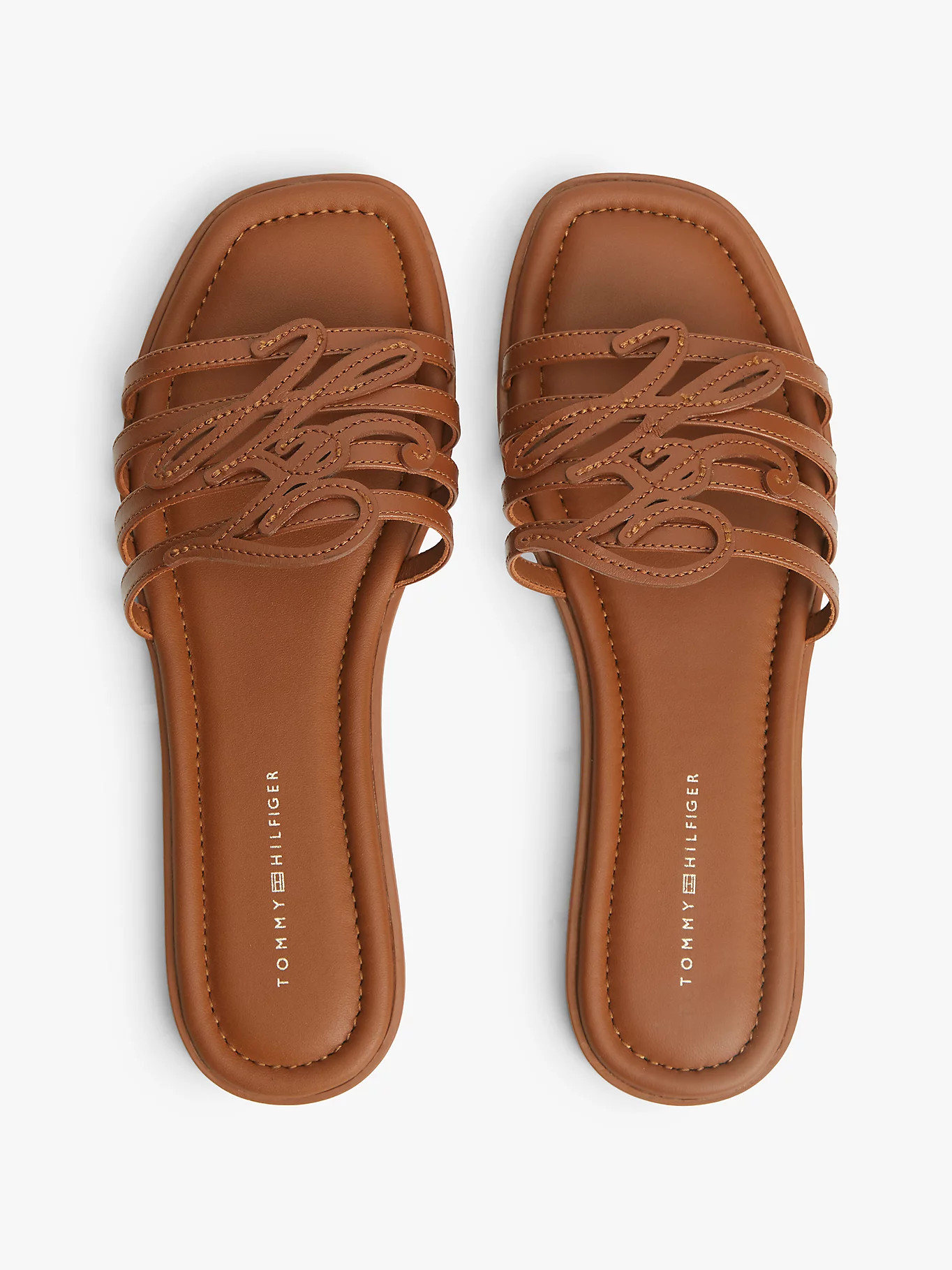Logo Strap Leather Mules | Brown | Tommy Hilfiger | Tommy Hilfiger UK