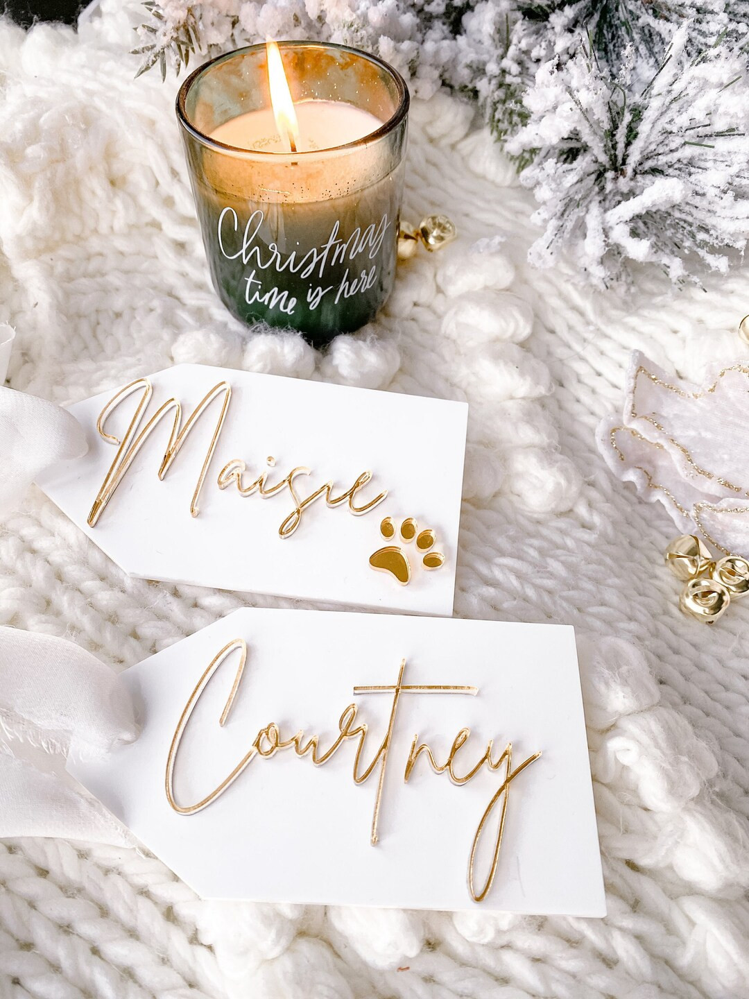 Custom Stocking Tags White Acrylic Christmas Stocking - Etsy | Etsy (US)