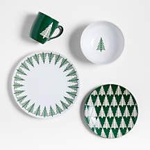 Green Forest Christmas Salad Plate + Reviews | Crate & Barrel | Crate & Barrel