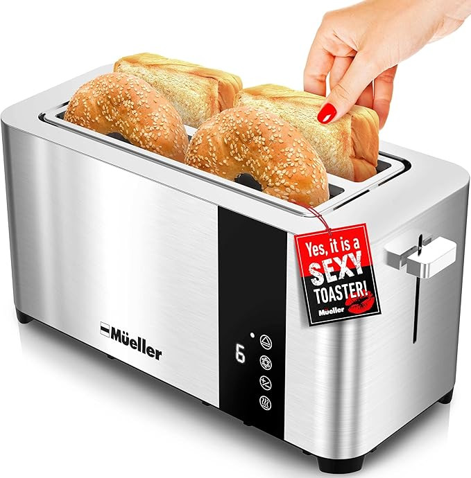 Mueller UltraToast Full Stainless Steel Toaster 4 Slice, Long Extra-Wide Slots with Removable Tra... | Amazon (US)