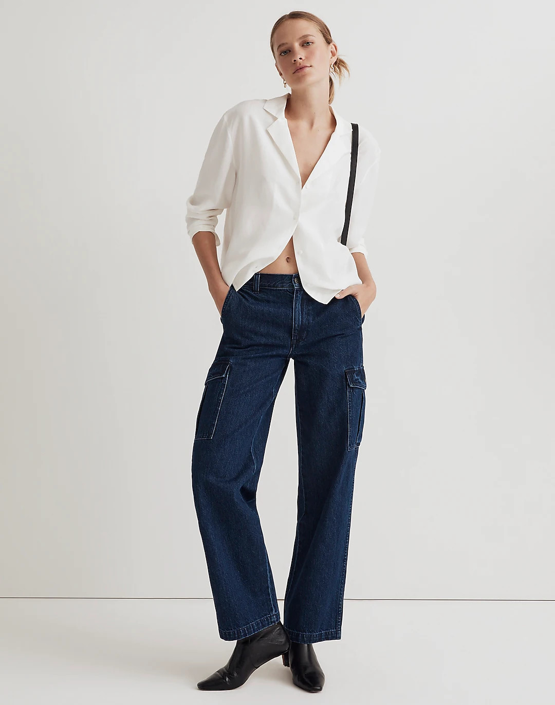 Low-Slung Straight Cargo Jeans in Martindale Wash | Madewell