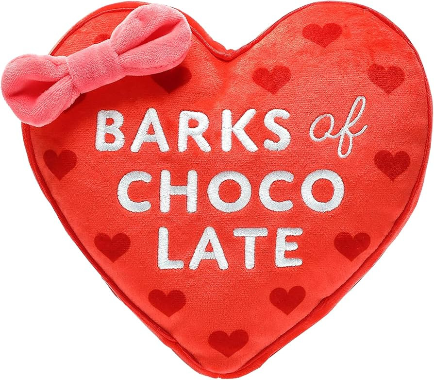 Pearhead Barks of Chocolate Dog Toy, Box of Chocolate Stuffed Plush Pet Toy, Crinkle and Squeaker... | Amazon (US)