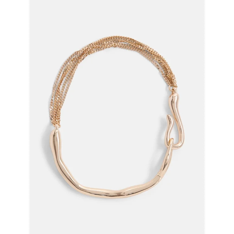 Scenario Women's Gold-Tone Chain Bracelet with Sculpted Bar | Walmart (US)