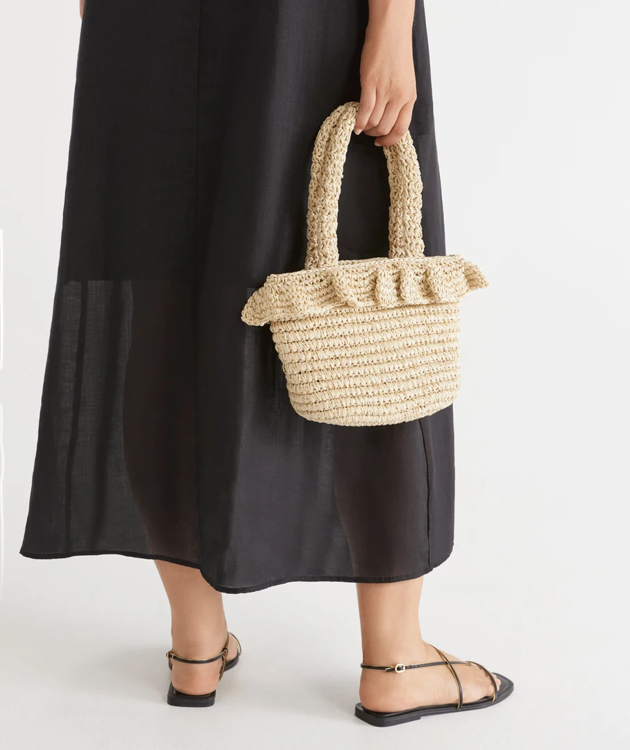 Raffia Frill Top Handle Bag | Sussan