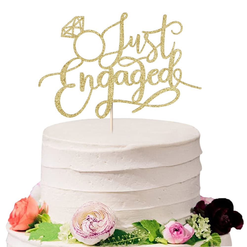 Sodasos Just Engaged Cake Topper for Engagement Party Decorations, Engaged Ring Sign,We're Engage... | Amazon (US)