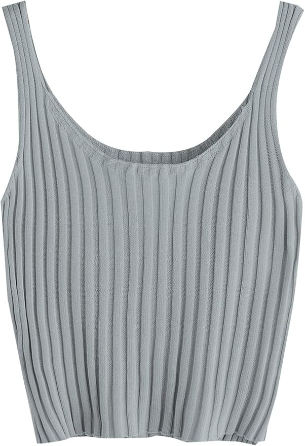SweatyRocks Women's Ribbed Knit Crop Tank Top Spaghetti Strap Camisole Vest Tops | Amazon (US)