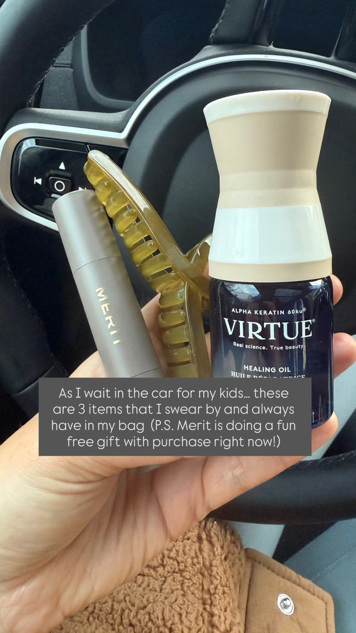 3 things you’ll always find in my car or handbag: this hair oil from Virtue (smells incredible and makes your hair super shiny!), my big clip (Amazon find!!) and my Merit stick 🙌🏻

P.S. Merit is doing a really fun gift with purchase right now! Linking my go-to products!! 

#LTKmorningroutine #LTKmomlife #LTKselfcare