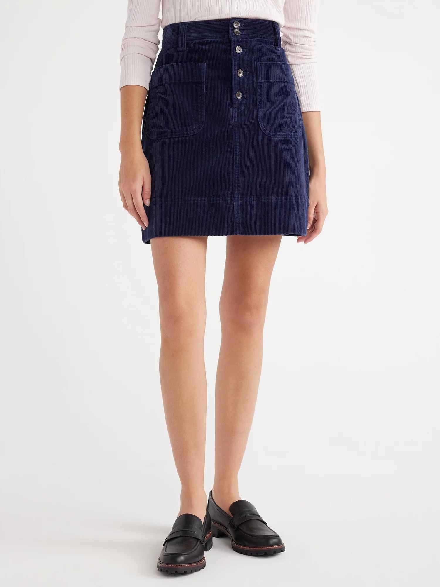 Free Assembly Women's Corduroy Patch Pocket Mini Skirt, Sizes 0-20 | Walmart (US)
