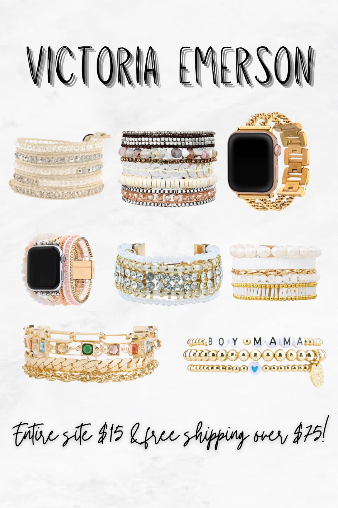 Favorite bracelets are on sale for $15. Victoria Emerson Black Friday Sale
wrap bracelets + Apple Watch bands 

#LTKsalealert #LTKunder50 #LTKCyberweek