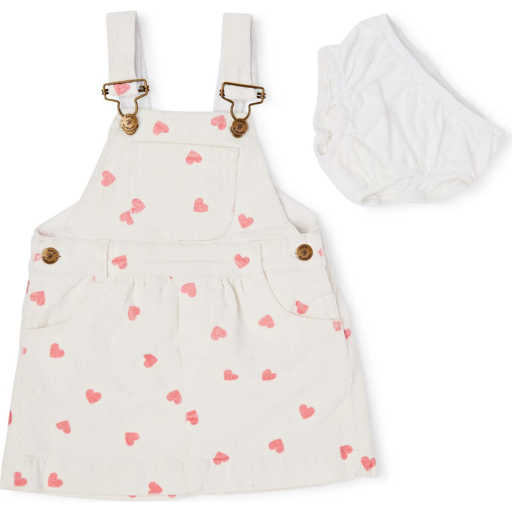 Heart Print Dress, Cream Heart | Maisonette