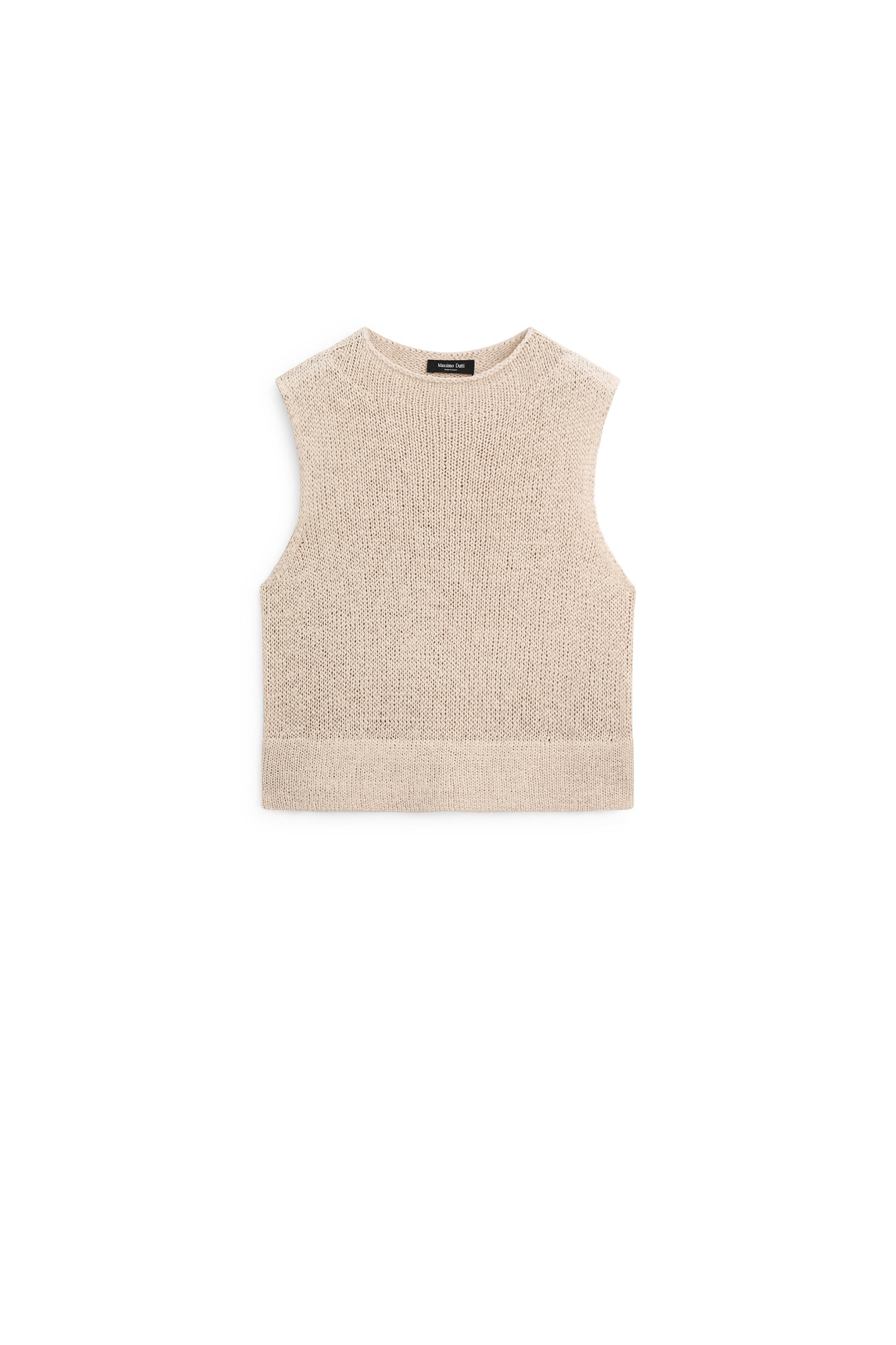 Stricktop mit Leinen · Beige · Circular | Massimo Dutti | Massimo Dutti DE
