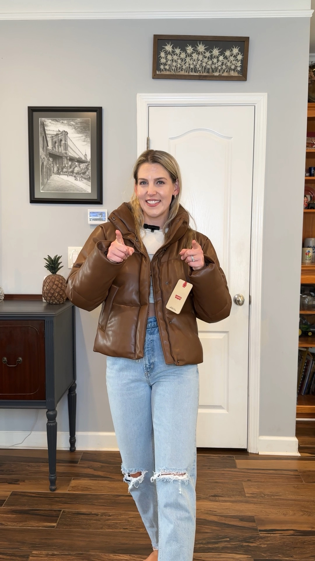 Faux leather jacket from the Nordy Sale! It’s still in stock in all sizes! Wearing my usual size XS.

#LTKVideo #LTKxNSale #LTKSeasonal